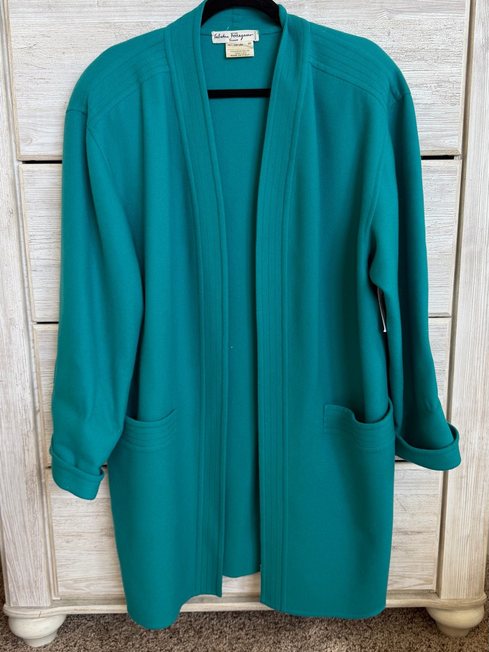 Vintage Salvatore Ferragamo Teal Open-Front Jacket
